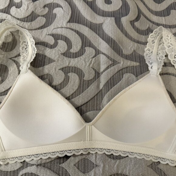 Aerie Real Happy Wireless Lightly Lined Bra Cream 32A Lace Adjustable Straps - Picture 4 of 7